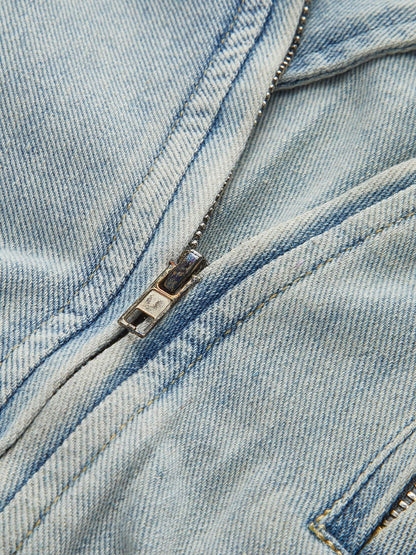 Damen Cropped Bikerjacke Denim