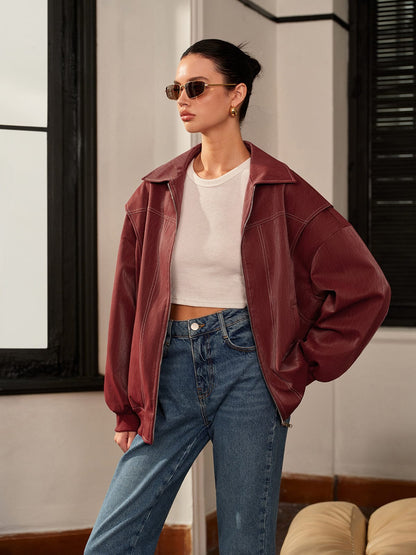 Damen Jacke Bordeauxrot Sportlich