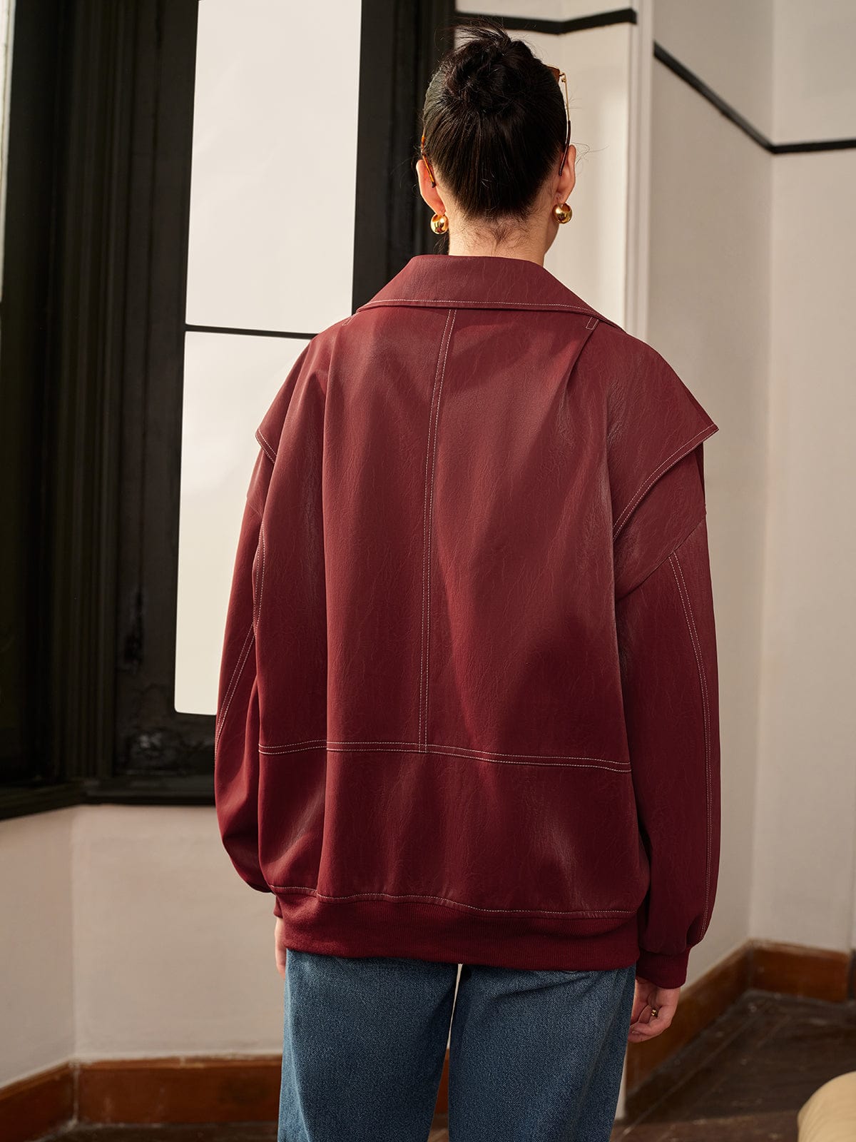 Damen Jacke Bordeauxrot Sportlich