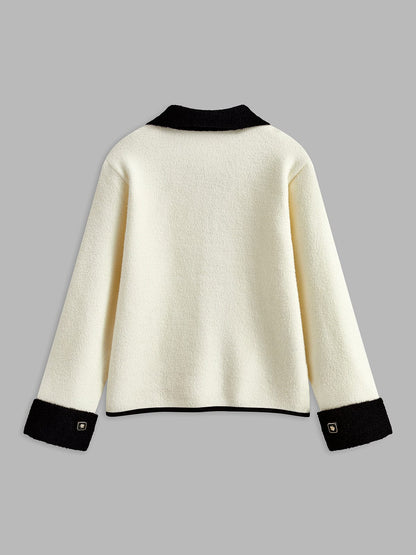 Stilvolle Damen Blazerjacke Weiß- Kontrast