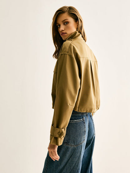 Klara Damen Cropped Utility Jacke Modern Lässig