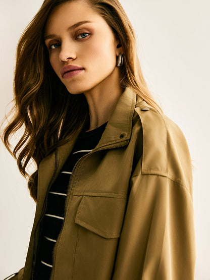 Klara Damen Cropped Utility Jacke Modern Lässig