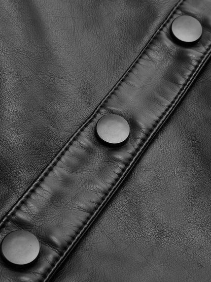 e Damen Lederjacke Nieten Kunstleder