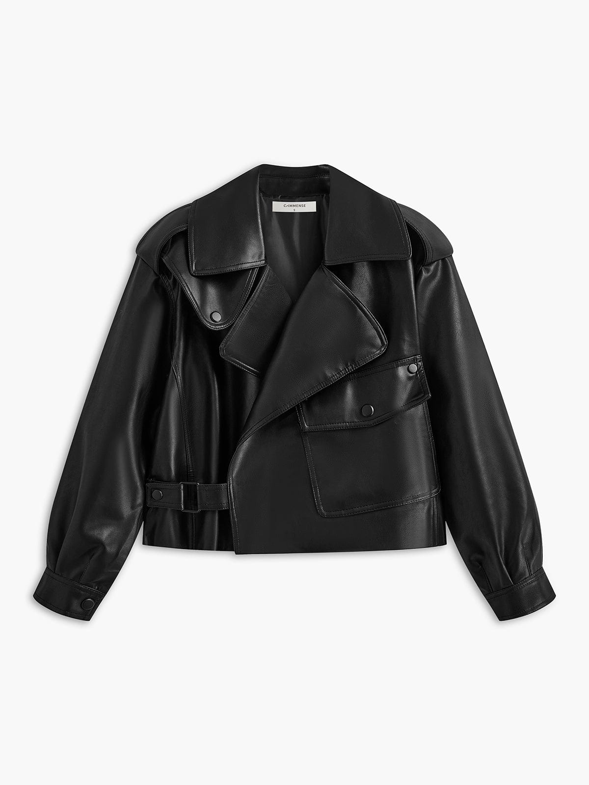 Schwarze Kunstlederjacke Bikerstil Damen - Norvielle