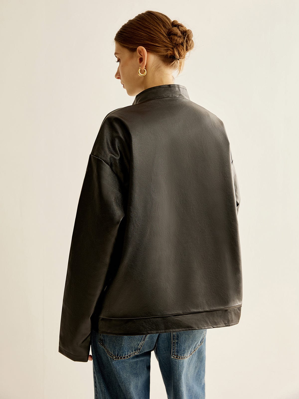 e Lederjacke Herren Kontraststreifen