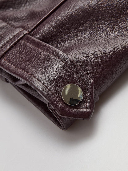 Nora Damen Lederjacke Burgunderrot Minimalistisch