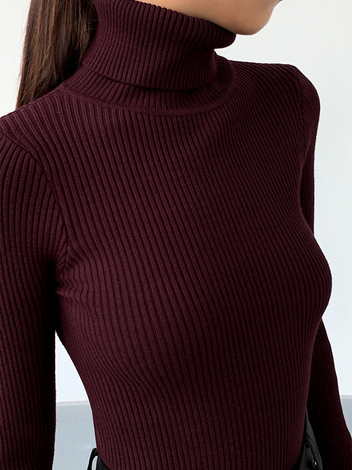 Damen Rollkragen Slim Fit