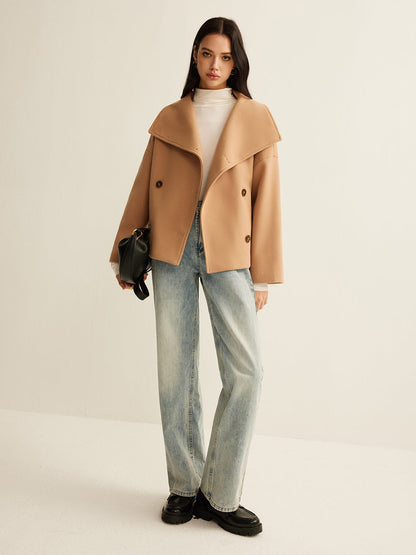 Camel Damen Cropped Mantel Zeitloses Design