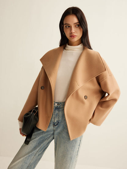 Camel Damen Cropped Mantel Zeitloses Design - Norvielle