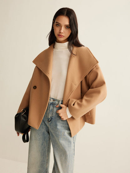 Camel Damen Cropped Mantel Zeitloses Design