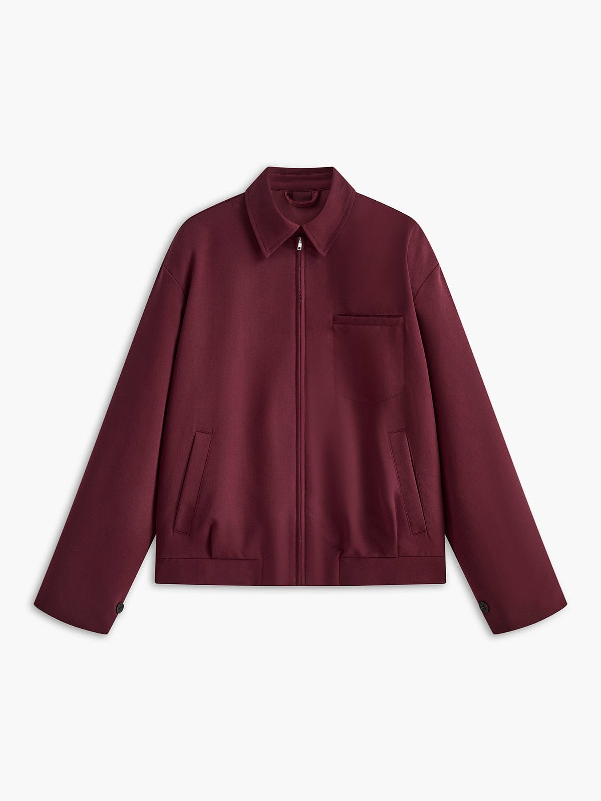 Damen Minimalistische Jacke Burgunderrot Eleganz - Norvielle
