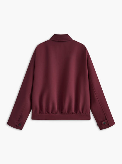 Damen Minimalistische Jacke Burgunderrot Eleganz