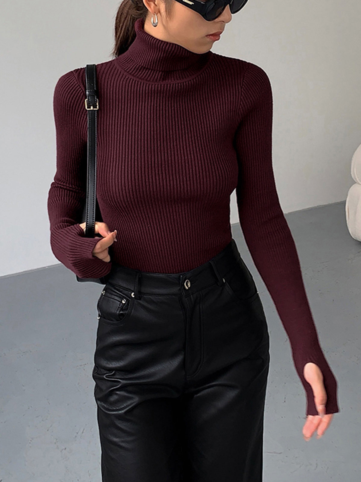 Damen Rollkragen Slim Fit