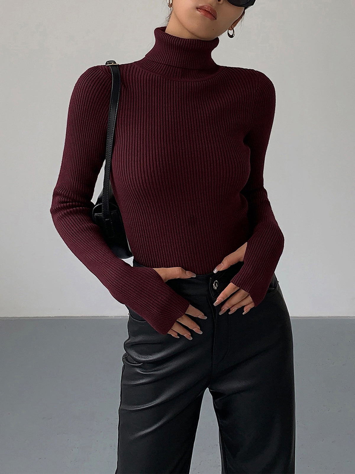 Damen Rollkragen Slim Fit