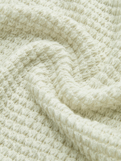 Damen Langarm Crop- Waffelstrick