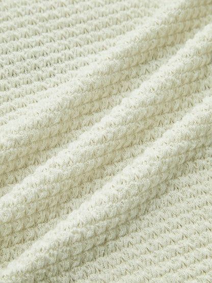 Damen Langarm Crop- Waffelstrick