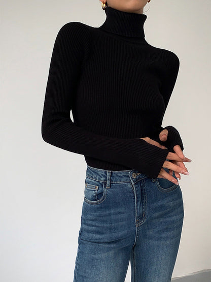 Damen Rollkragen Slim Fit