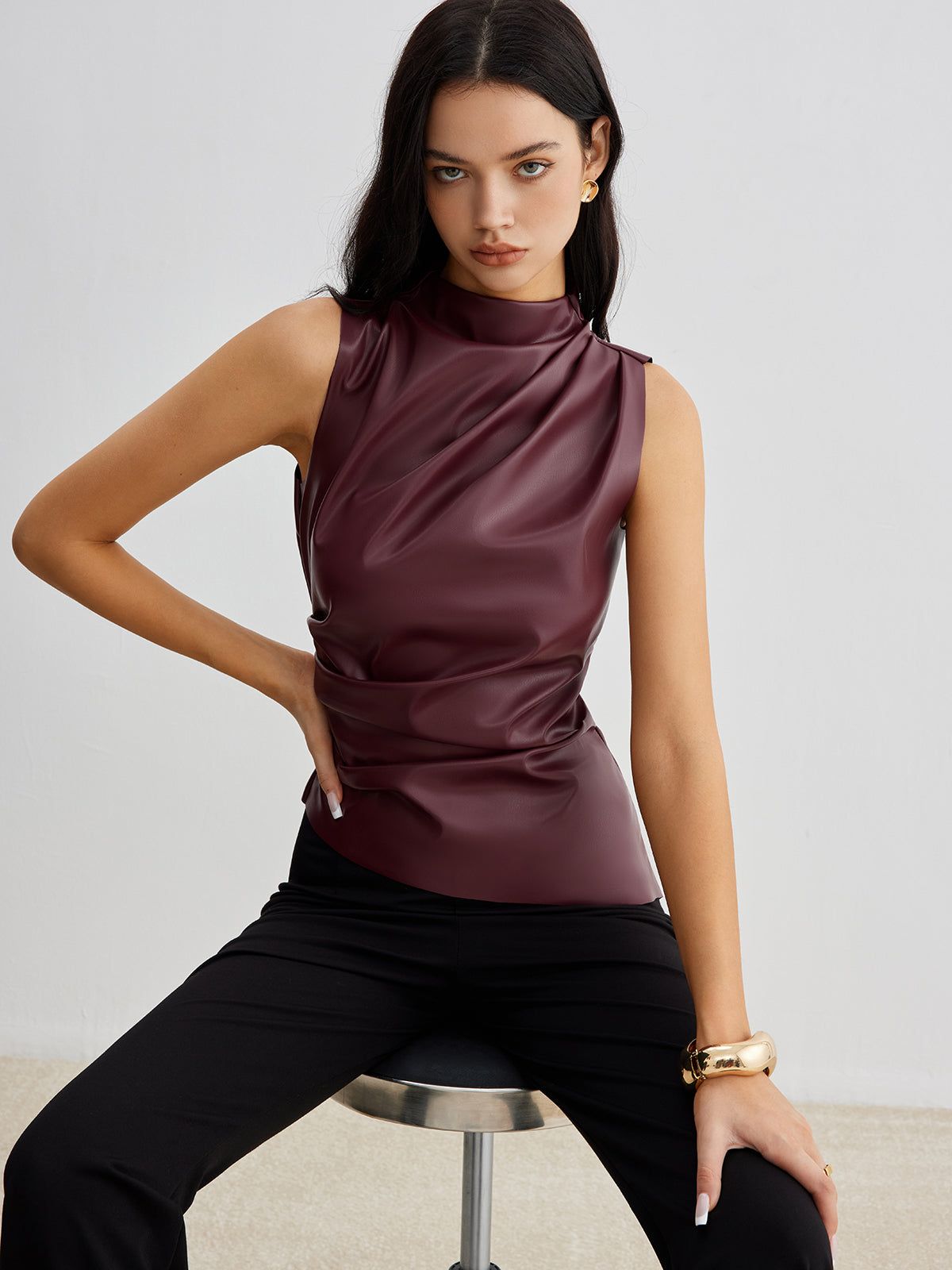 Marousha Damen Tanktop Kunstleder - Norvielle