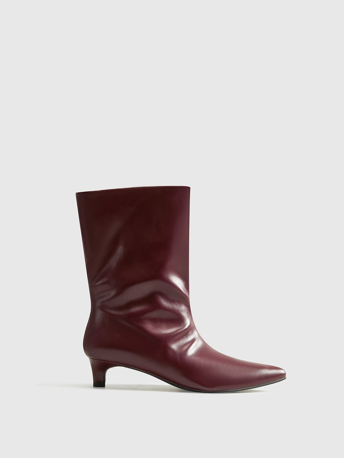 Damen Ankle Boots Leder-Optik Bordeaux Rot - Eveloria