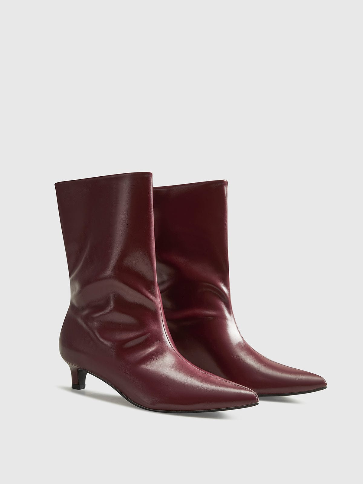 Damen Ankle Boots Leder-Optik Bordeaux Rot