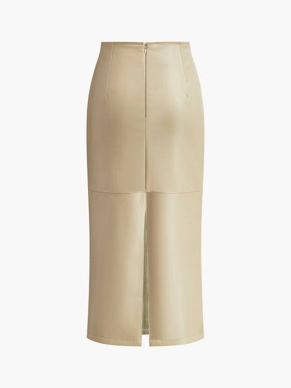 Damen Sommerrock Midi Mit Hoher Taille