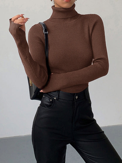 Damen Rollkragen Slim Fit