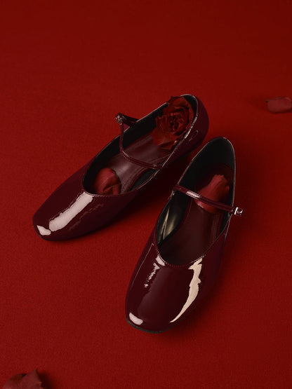 Amélie Damen Ballerinas Lackleder Bordeaux - Norvielle