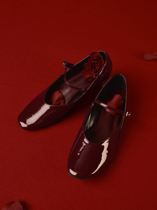 Amélie Damen Ballerinas Lackleder Bordeaux - Norvielle
