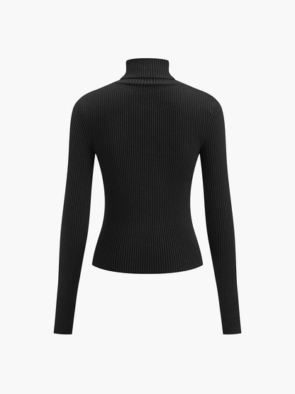 Damen Rollkragen Slim Fit
