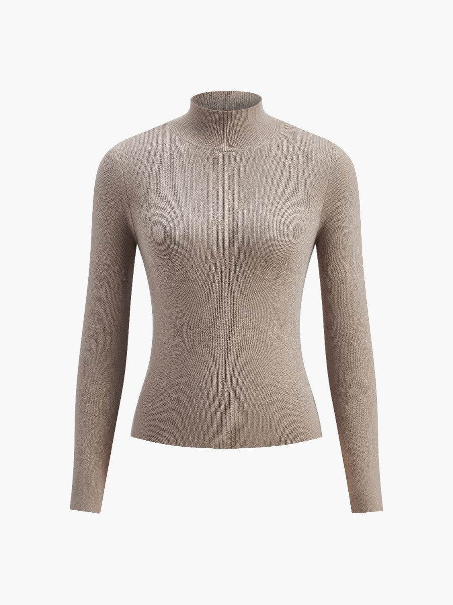 Damen Frühlings- Bequem Mock-Neck