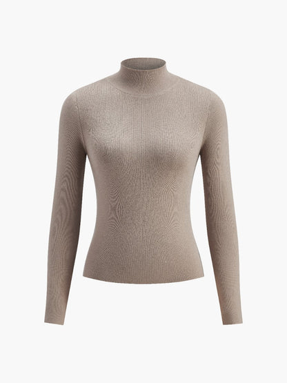 Damen Frühlings- Bequem Mock-Neck