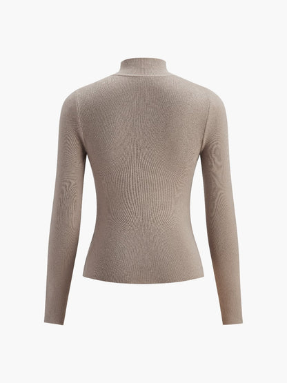 Damen Frühlings- Bequem Mock-Neck