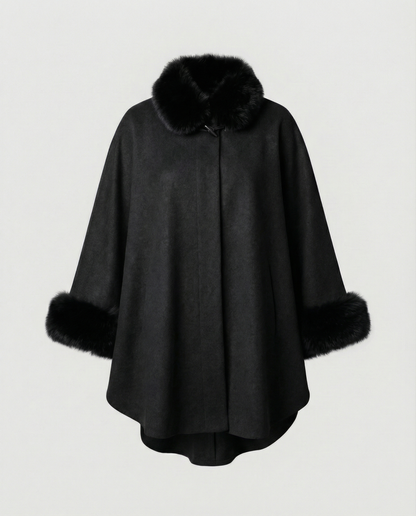 Damen Capejacke aus Kunstpelz