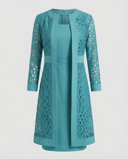 Elegantes Damenkleid aus Spitze Cardigan-Stil