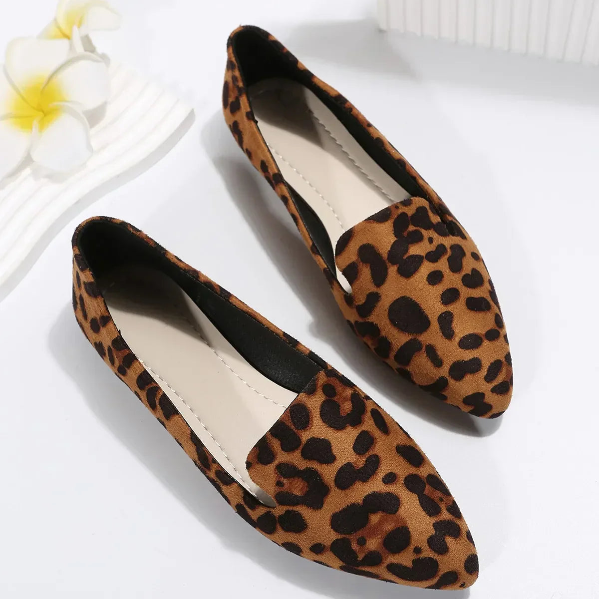 Eveloria Damen Orthopädische Loafers Leopard Spitze