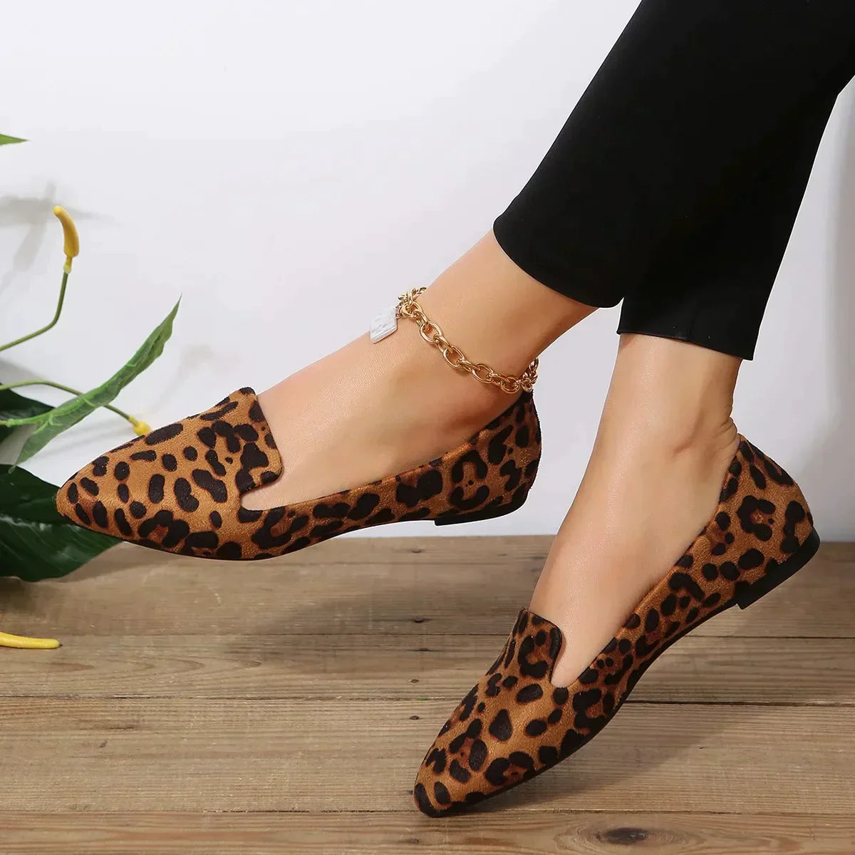 Eveloria Damen Orthopädische Loafers Leopard Spitze