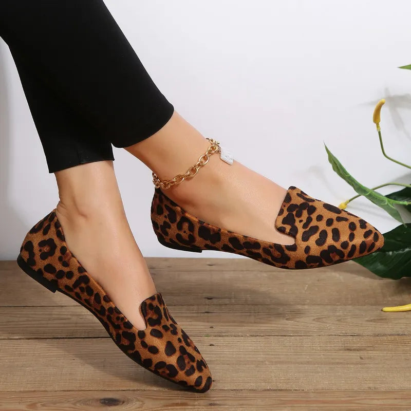 Eveloria Damen Orthopädische Loafers Leopard Spitze