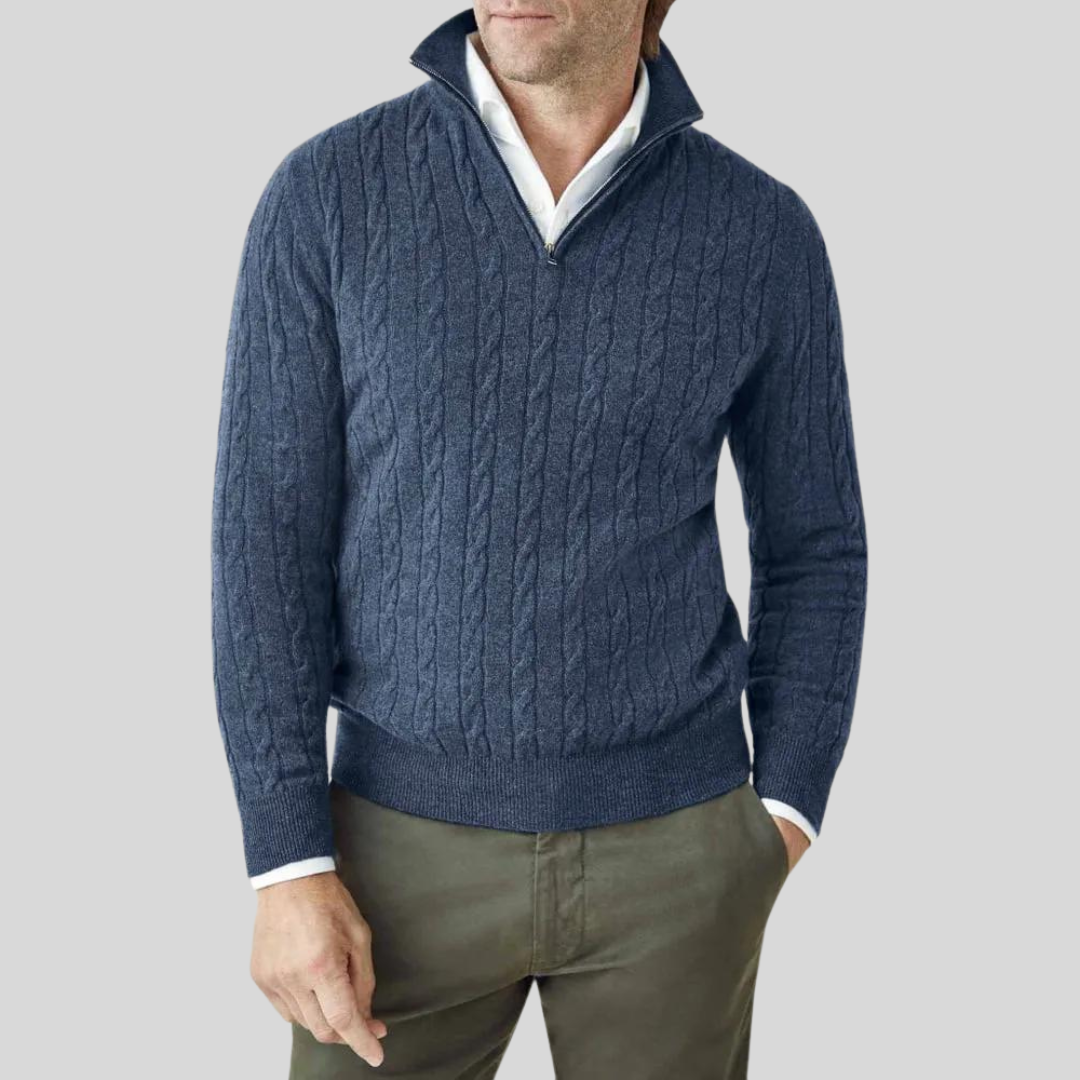 Eveloria Herren Pullover Reißverschluss Hochwertig