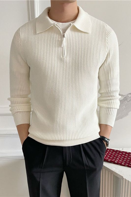 Eveloria Herren Poloshirt Elegantes Baumwolle Weiß