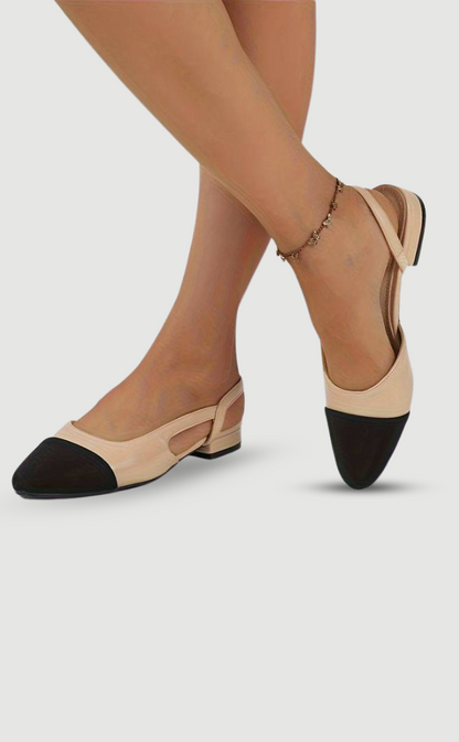 Damen Slingback Ballerinas Beige Klassisch