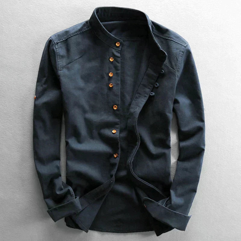 Herren Elegant Hemd Stehkragen