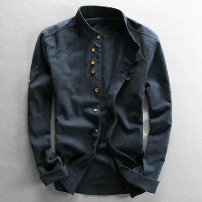 Herren Elegant Hemd Stehkragen