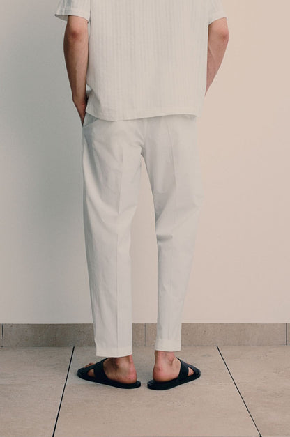 Herren Chino Hose Cremeweiß mit Kordelzug
