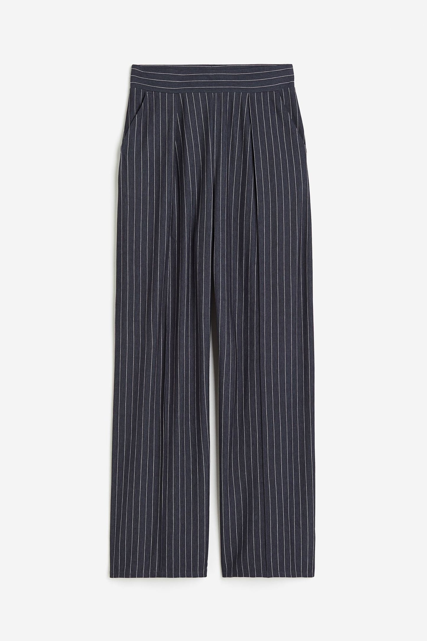 Damenhose Weit Schnitt Bundfalten Leicht Beige