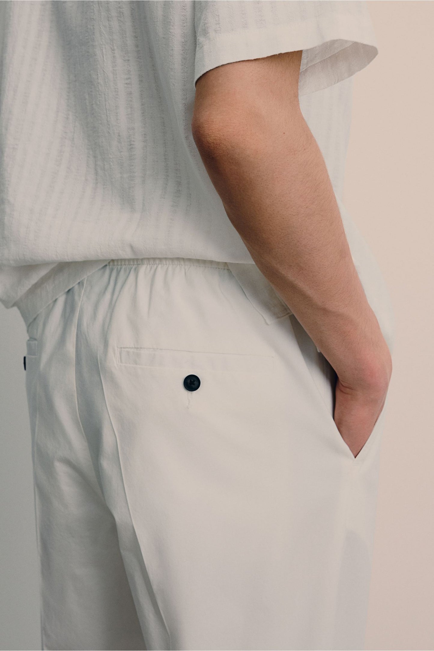 Herren Chino Hose Cremeweiß mit Kordelzug