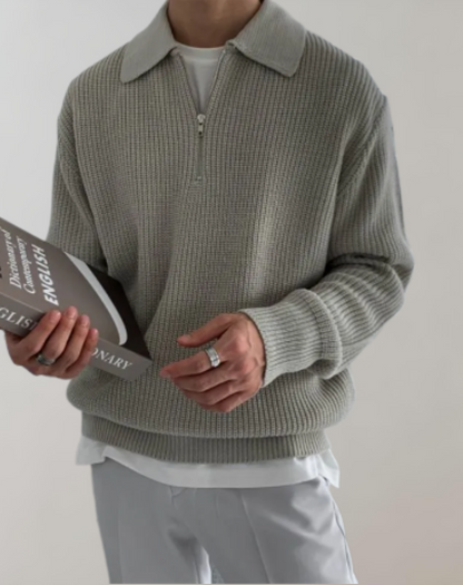 Herren Strickpullover Halbzipper Baumwolle Bequem