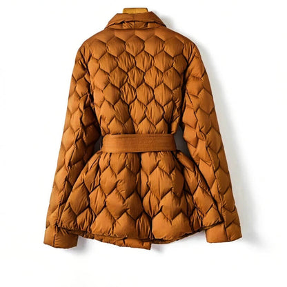 Damen Puffer Gürtel Mantel Steppjacke