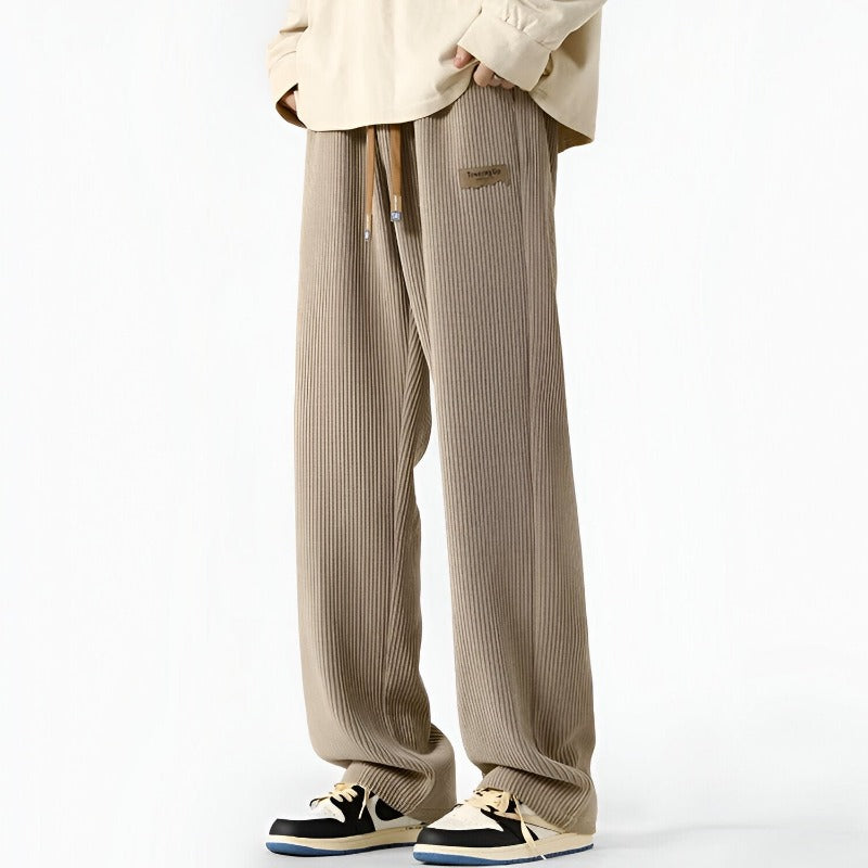 Herren Jogginghose Gerippt Mit Kordelzug Beige - Eveloria