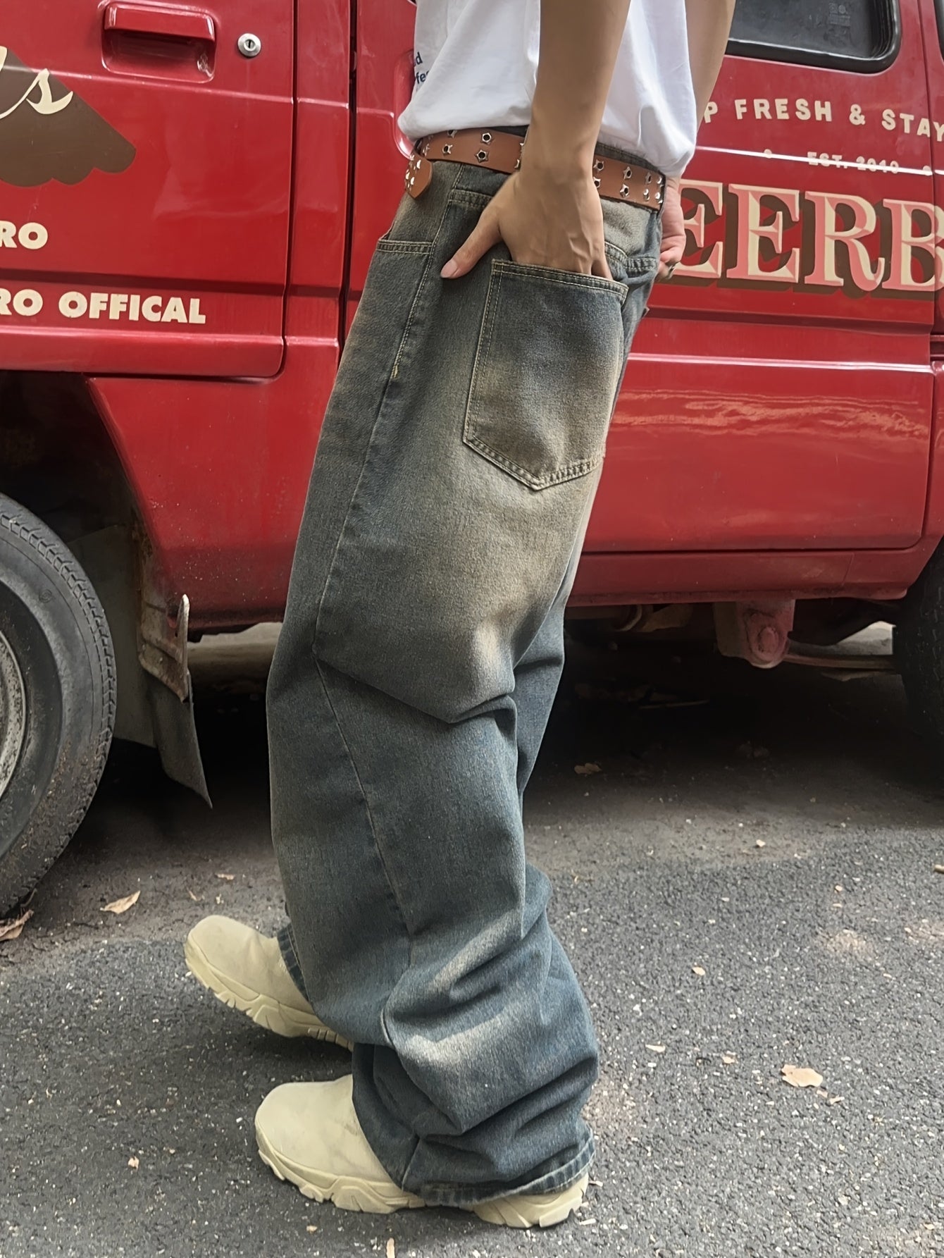 Baggy Jeans – Washed Loose Fit Jeans für Männer-Chaps Herrenmode