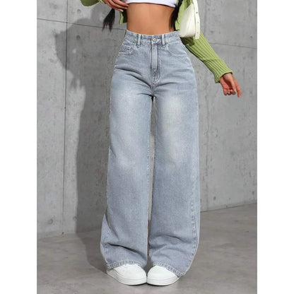 Damen Baggy-Jeans Hohe Taille Komfort - Eveloria